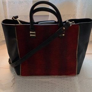 Rebecca Minkoff zipper tote satchel black leather